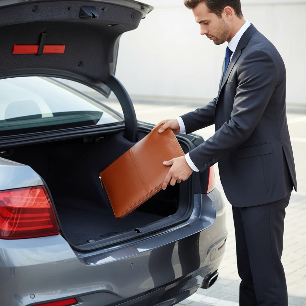 MIRAJ – Deri Kılıflı Taşınabilir Lüks Seccade - Tan Rengi Deri