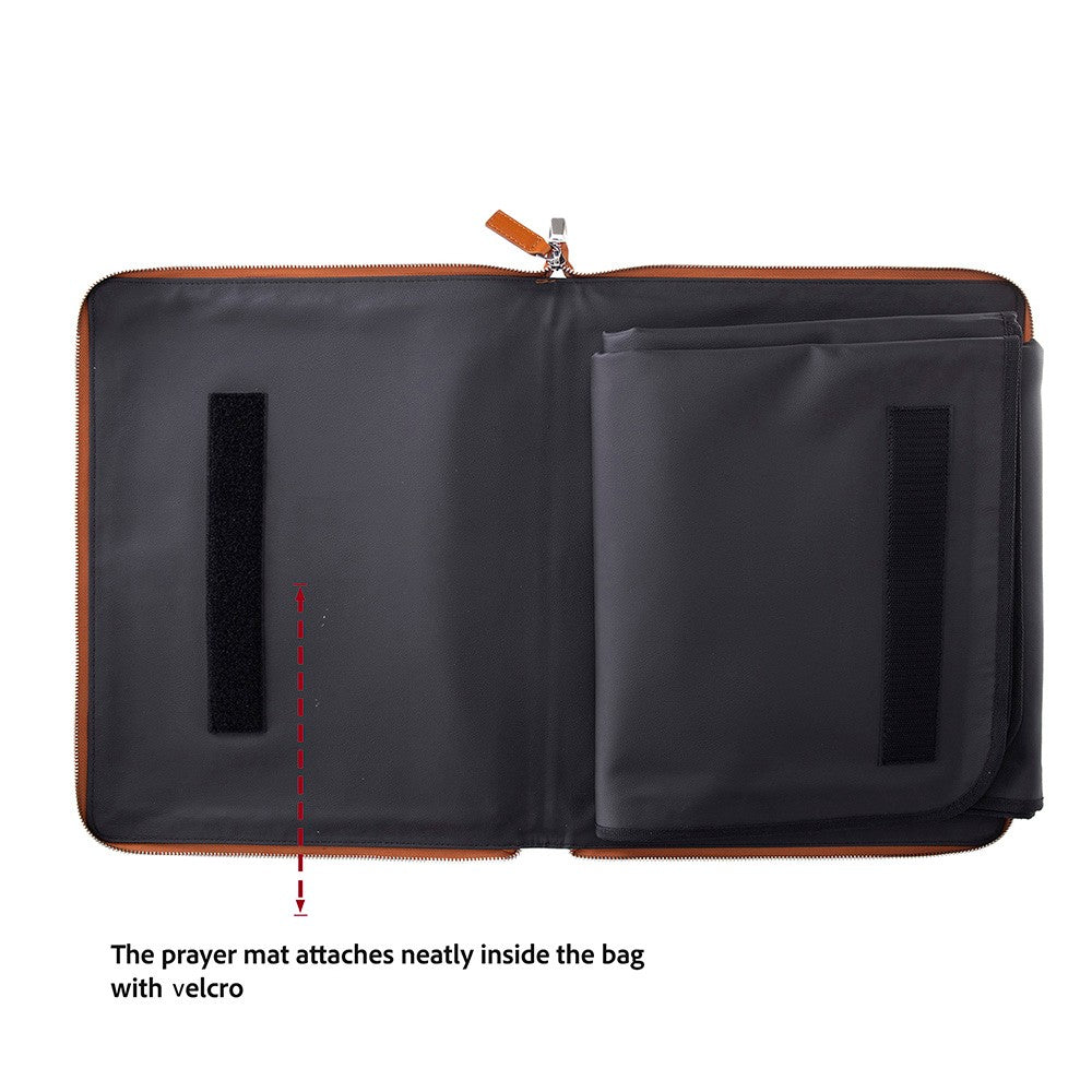 MIRAJ – Deri Kılıflı Taşınabilir Lüks Seccade - Tan Rengi Deri