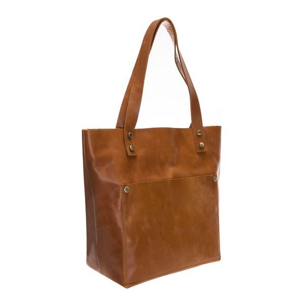 Moon Hakiki Deri, El Yapımı Kadın Çantası, Büyük Boy, Antik Taba