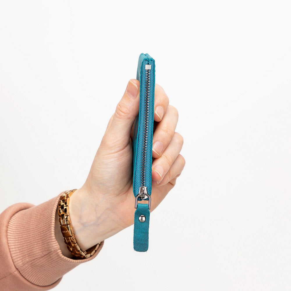 Multima Hakiki Deri, El Yapımı Fermuarlı Kartlık, AA32 Mavi