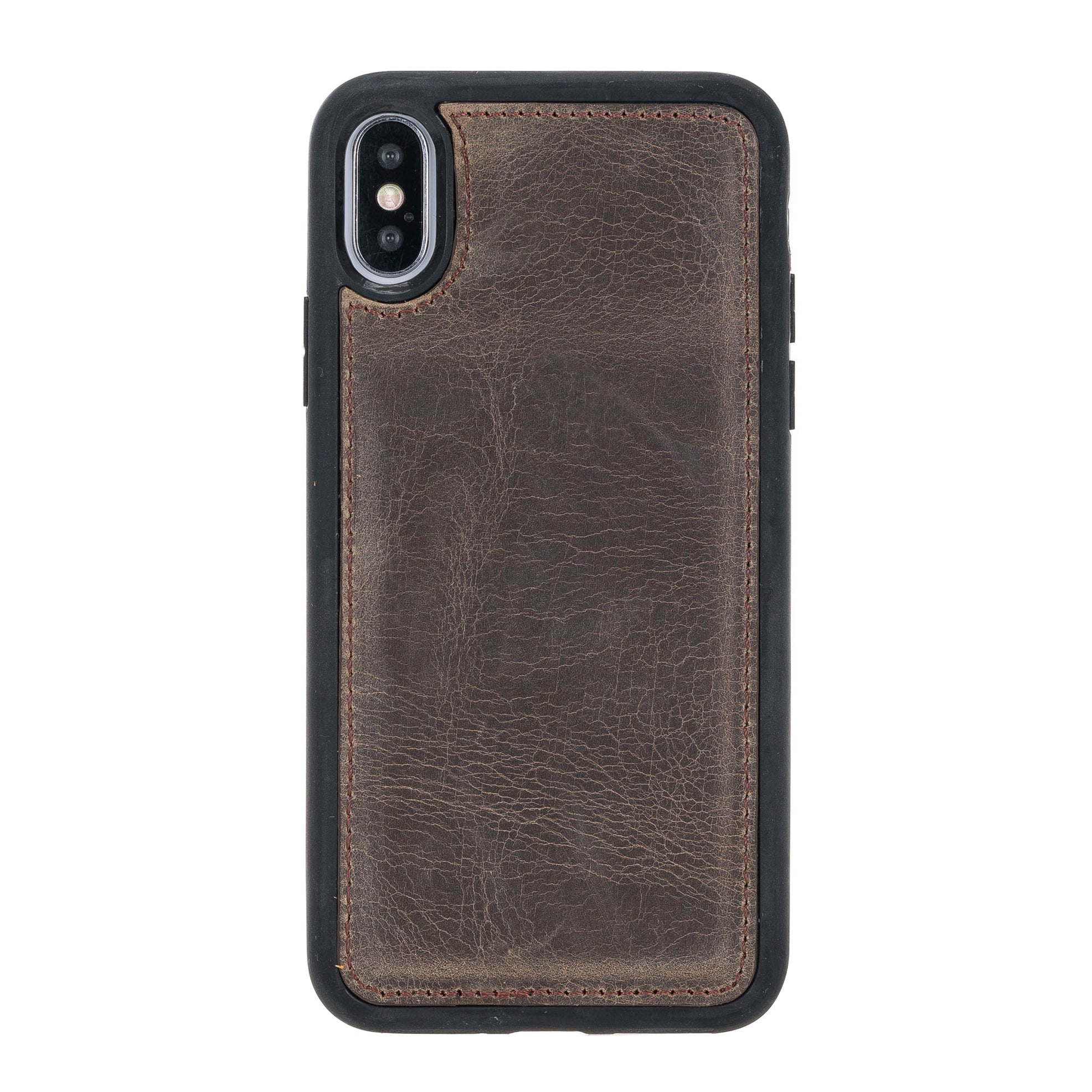 Apple iPhone X-XS Uyumlu Deri Cüzdanlı Kılıf RO6 Kahve