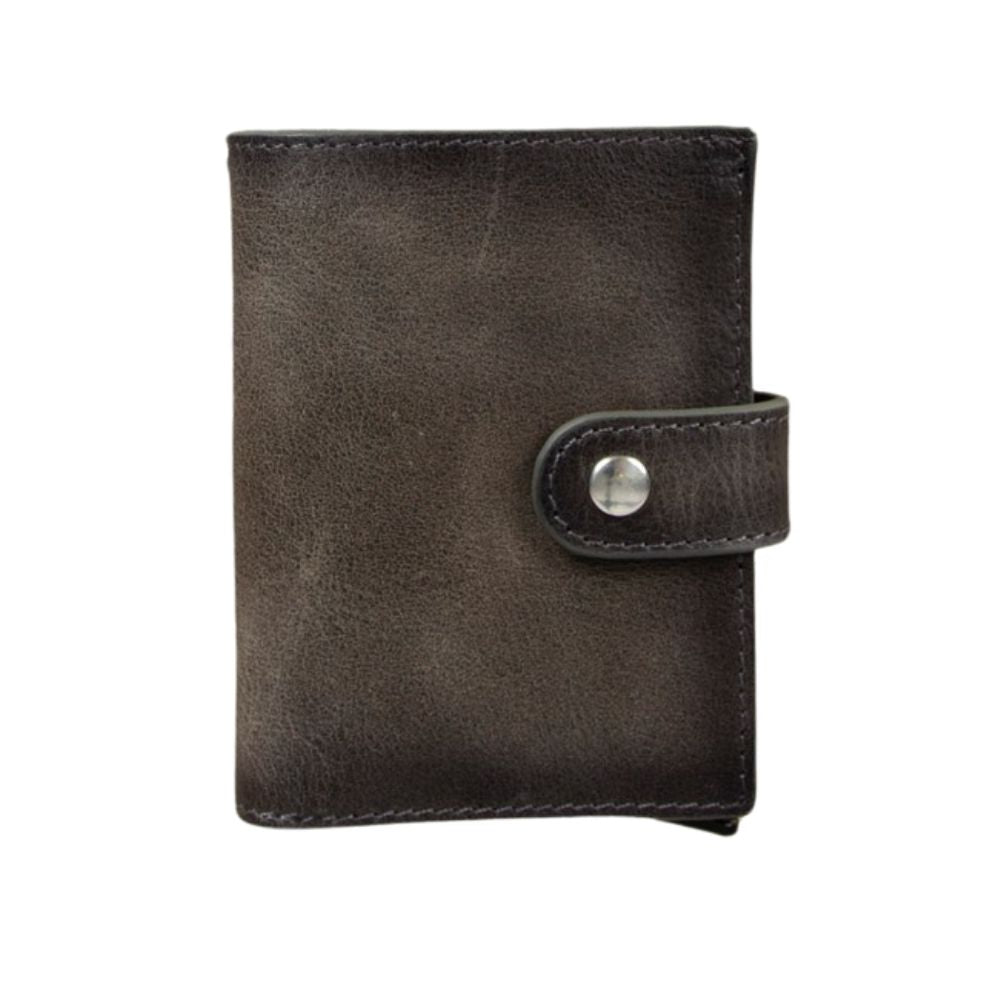 Palertag Apple AirTag Yuvalı, Hakiki Deri, El Yapımı, Pop-Up Cüzdan, Gölgeli Gri