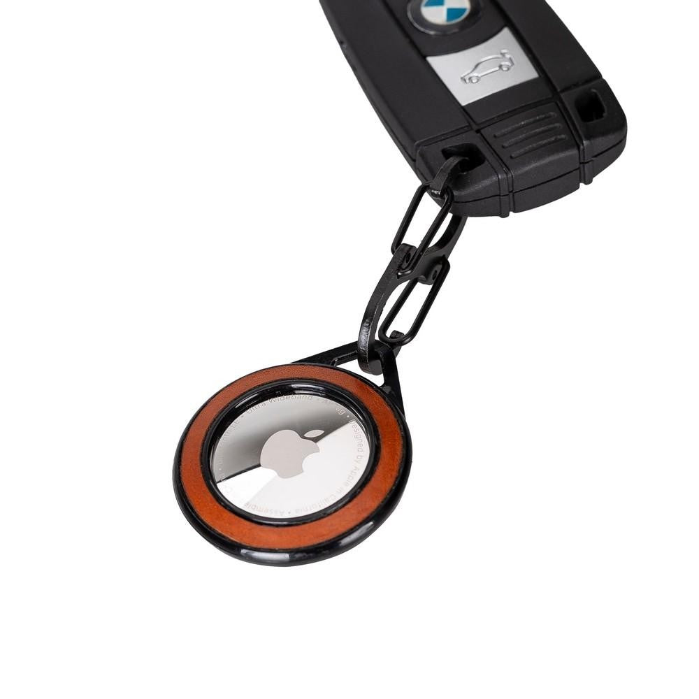Apple AirTag uyumlu, Hakiki Deri, El Yapımı Anahtarlık, Pelit Antik Kahve