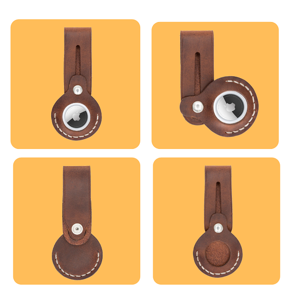 Apple AirTag uyumlu, Hakiki Deri, El Yapımı Anahtarlık, Beta AA1 Siyah