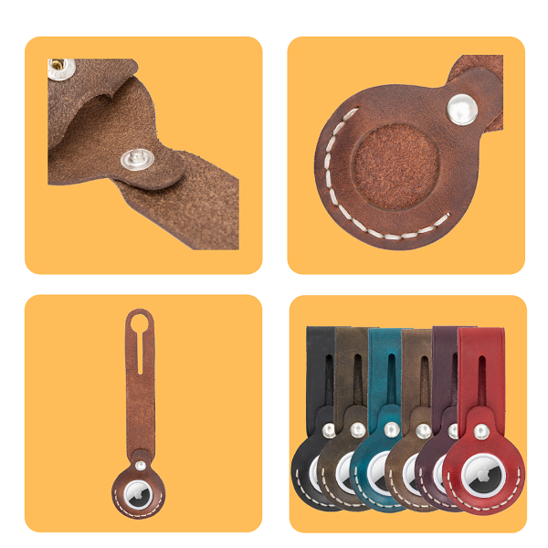 Apple AirTag uyumlu, Hakiki Deri, El Yapımı Anahtarlık, Beta AA1 Siyah