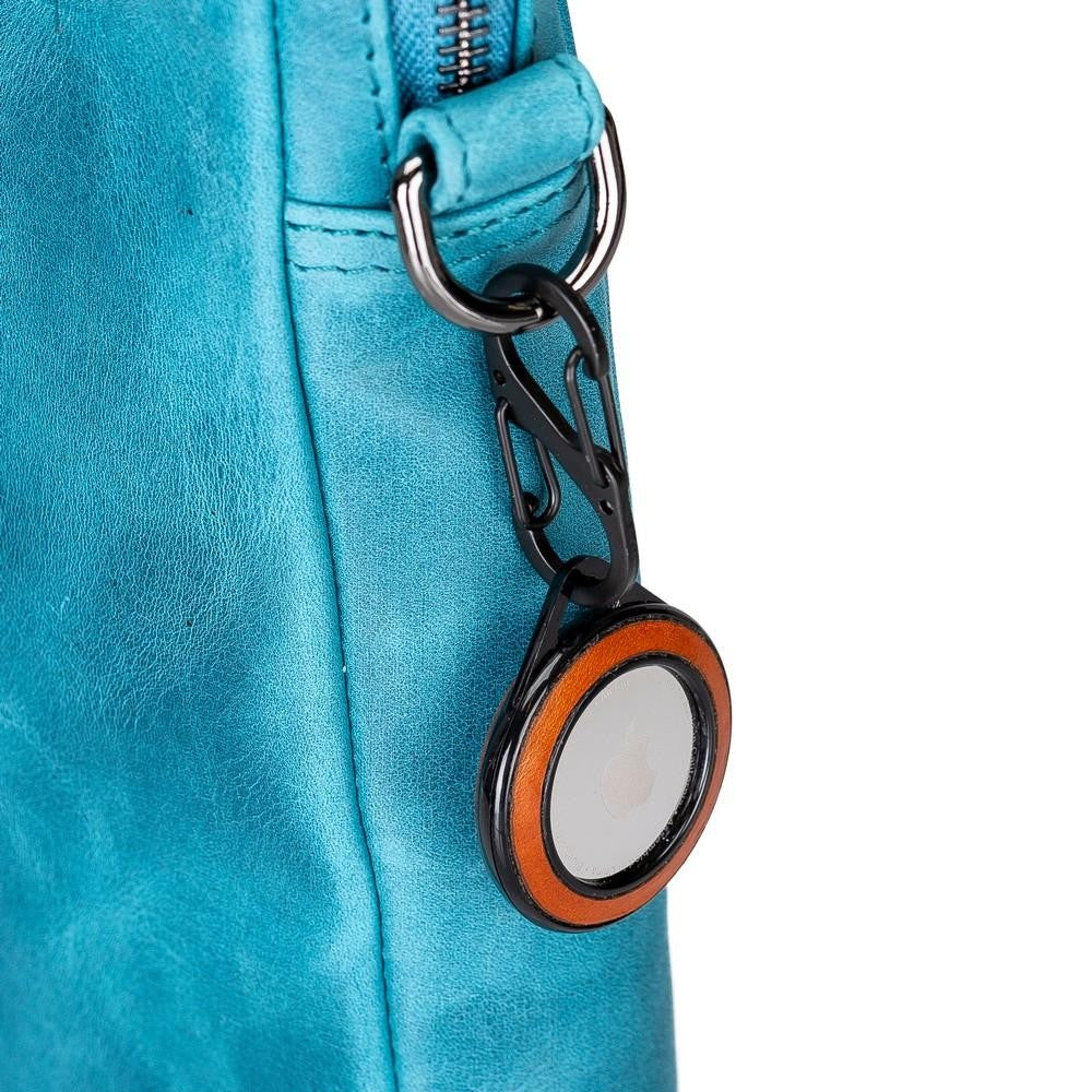 Apple AirTag uyumlu, Hakiki Deri, El Yapımı Anahtarlık, Pelit Gölgeli Gri