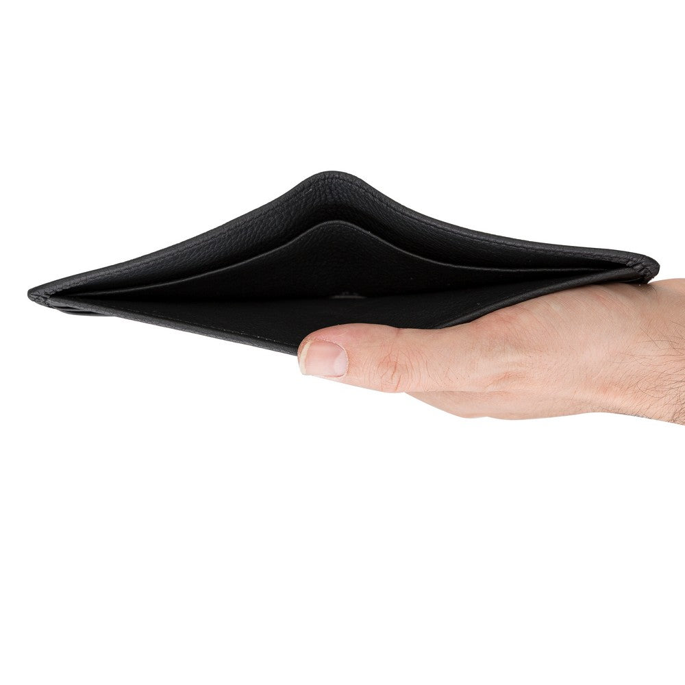 Pier Hakiki Deri, El Yapımı Erkek Cüzdan, 8 Kart Bölmesi, Dokulu Siyah