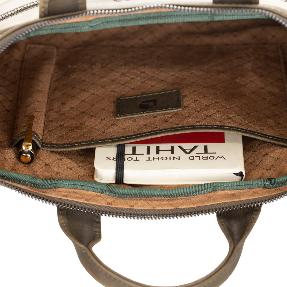 Apollo 13-14 inç MacBook ve PC uyumlu, Hakiki Deri, El Yapımı Çanta, AA18 Olive Yeşil