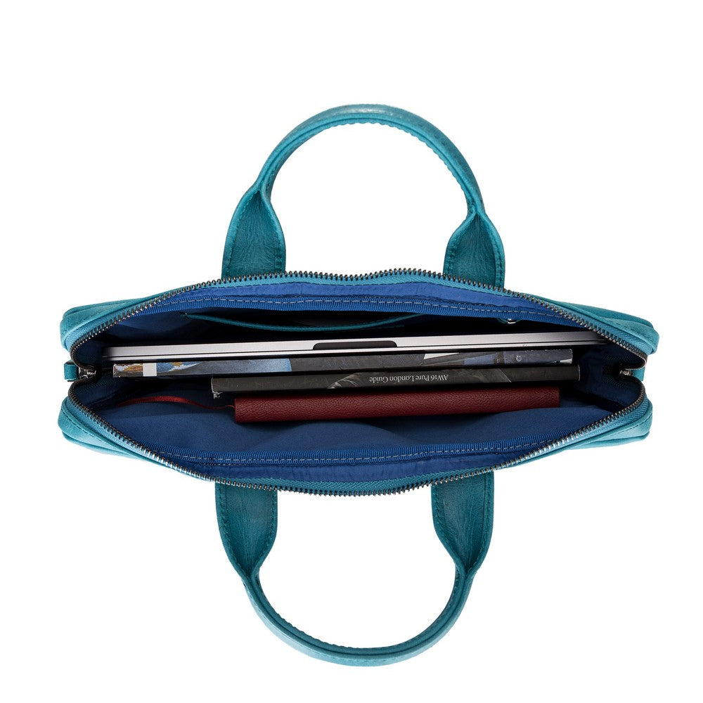 Apollo 13-14 inç MacBook ve PC uyumlu, Hakiki Deri, El Yapımı Çanta, AA32 Mavi