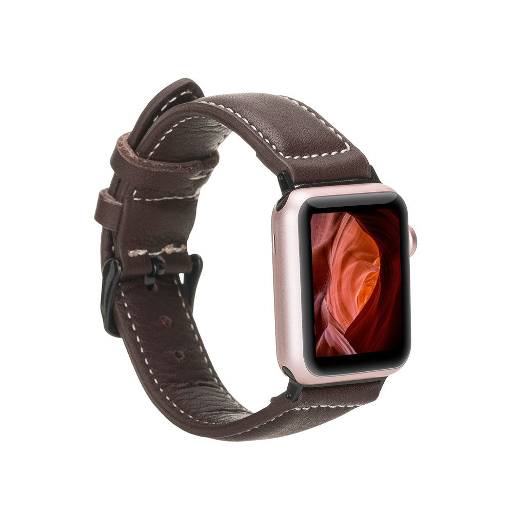 Apple Watch uyumlu, Hakiki Deri, El Yapımı Kordon, Spor Model, Acı Kahve