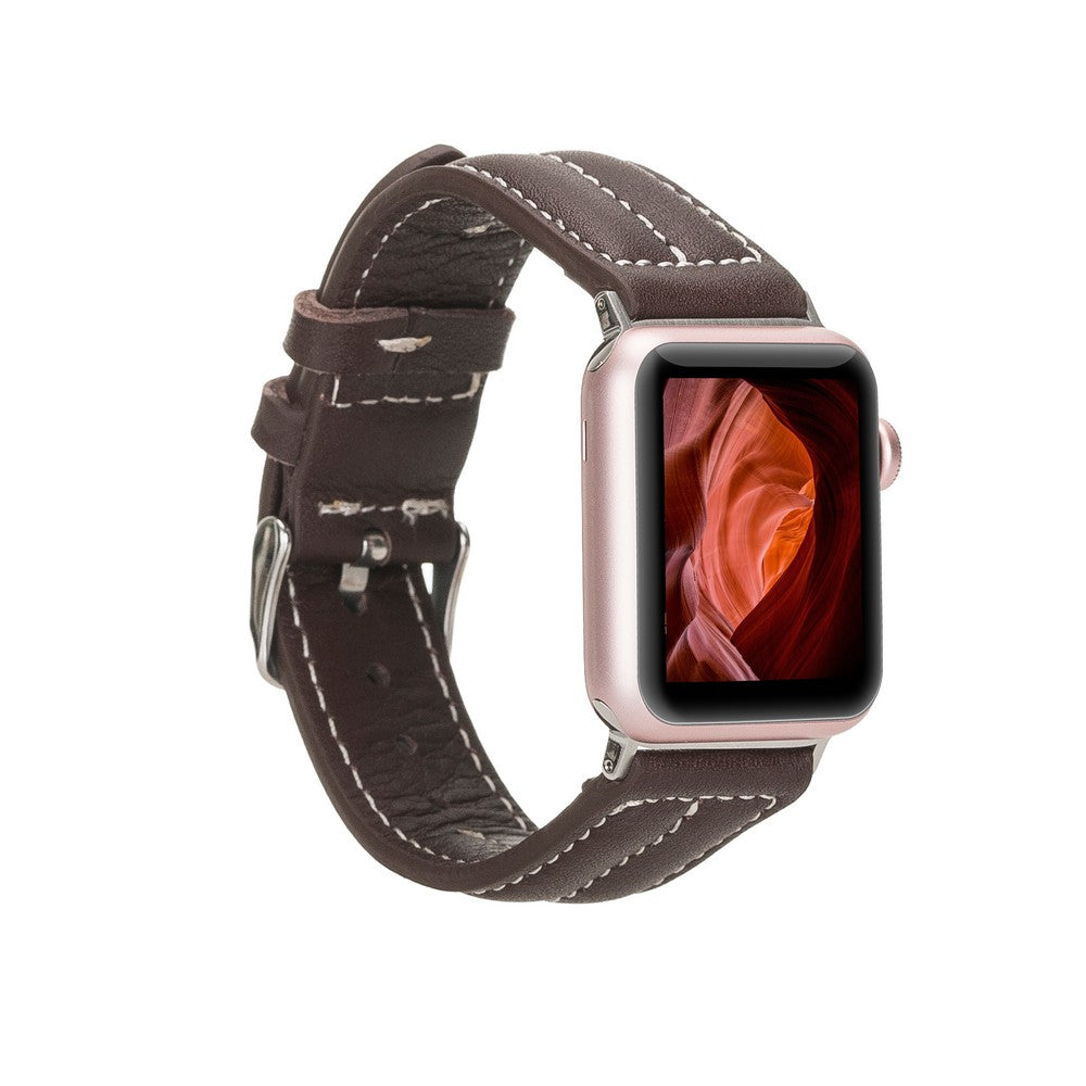 Apple Watch uyumlu, Hakiki Deri, El Yapımı Kordon, Spor Model, Acı Kahve