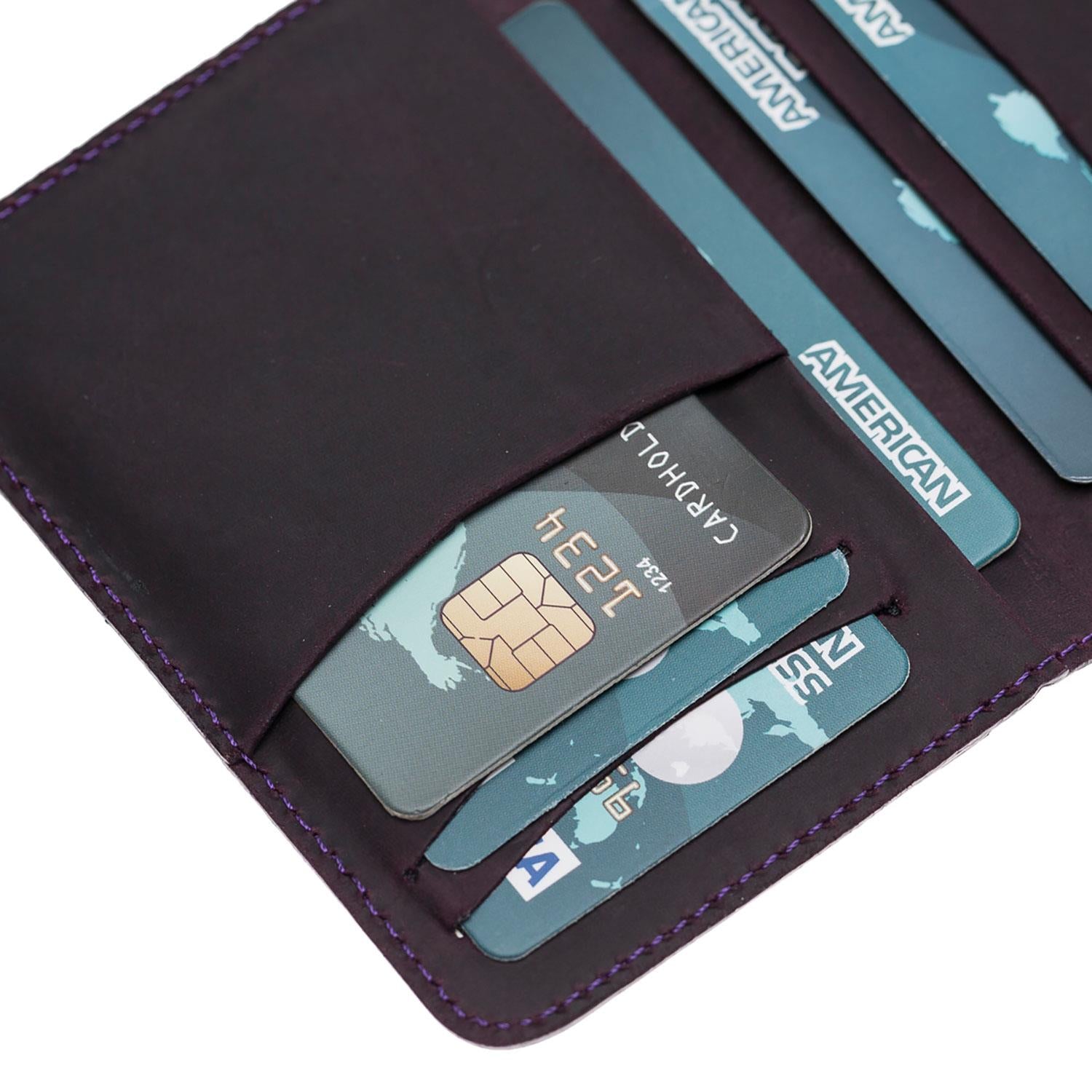 Dalfsen Hakiki Deri, El Yapımı Kartlık, 6 Kart Kapasiteli, G7 Mor