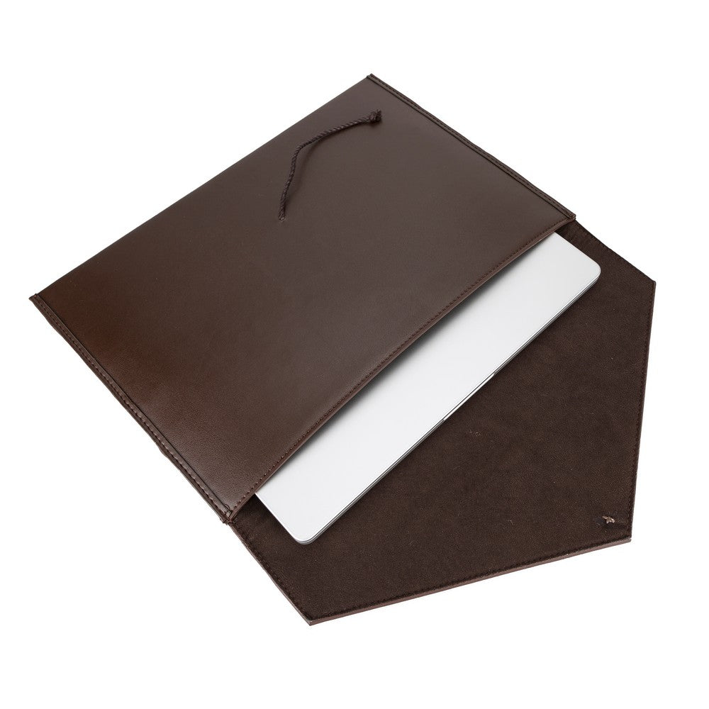 Mac Sleeve 13-14 inç MacBook uyumlu, Hakiki Deri, El Yapımı Kılıf Acı Kahverengi