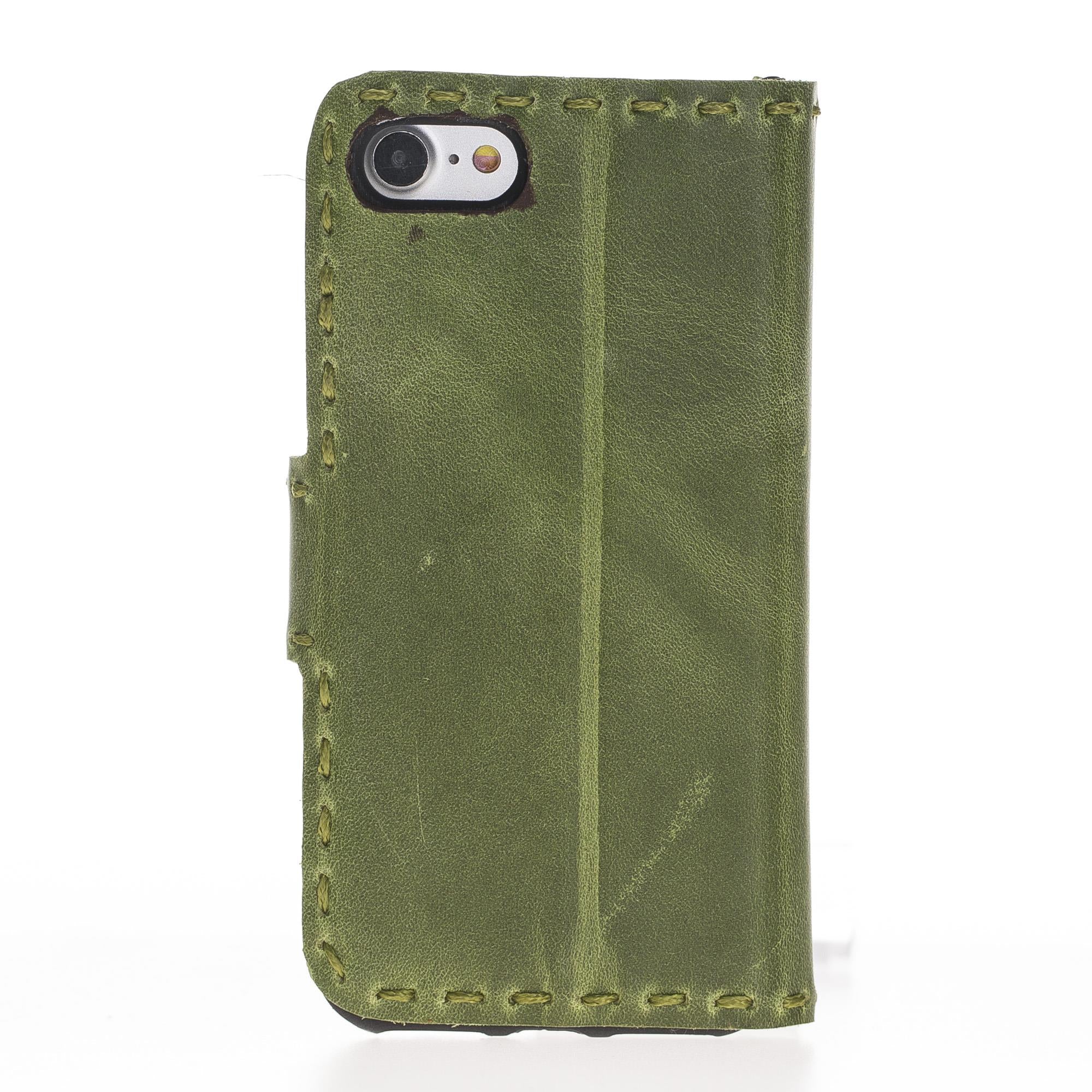 Apple iPhone 5-5s-SE Uyumlu Deri Cüzdanlı Kılıf WC Yeşil