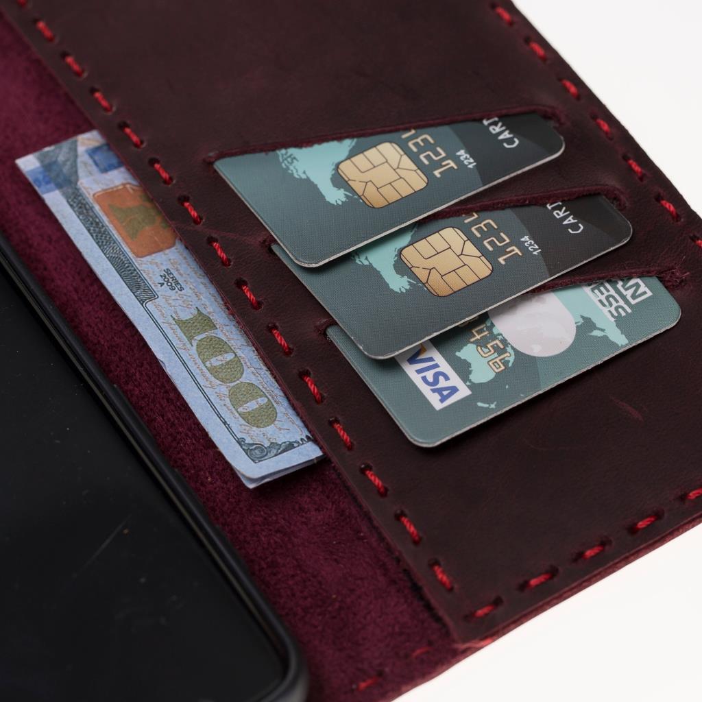 Samsung Galaxy S9 Plus Deri Cüzdanlı Kılıf Kırmızı