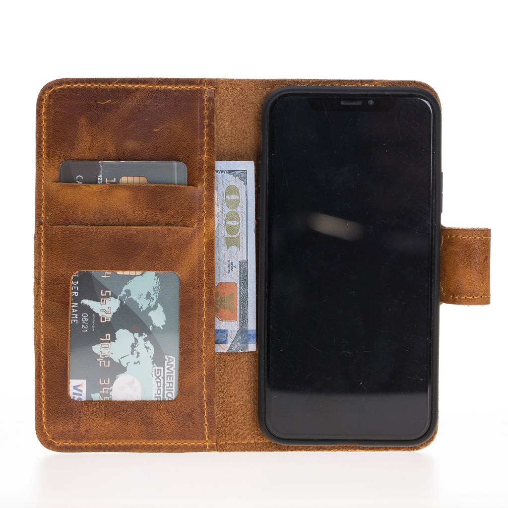 Apple iPhone X-XS Uyumlu Deri Cüzdanlı Kılıf Liluri Taba