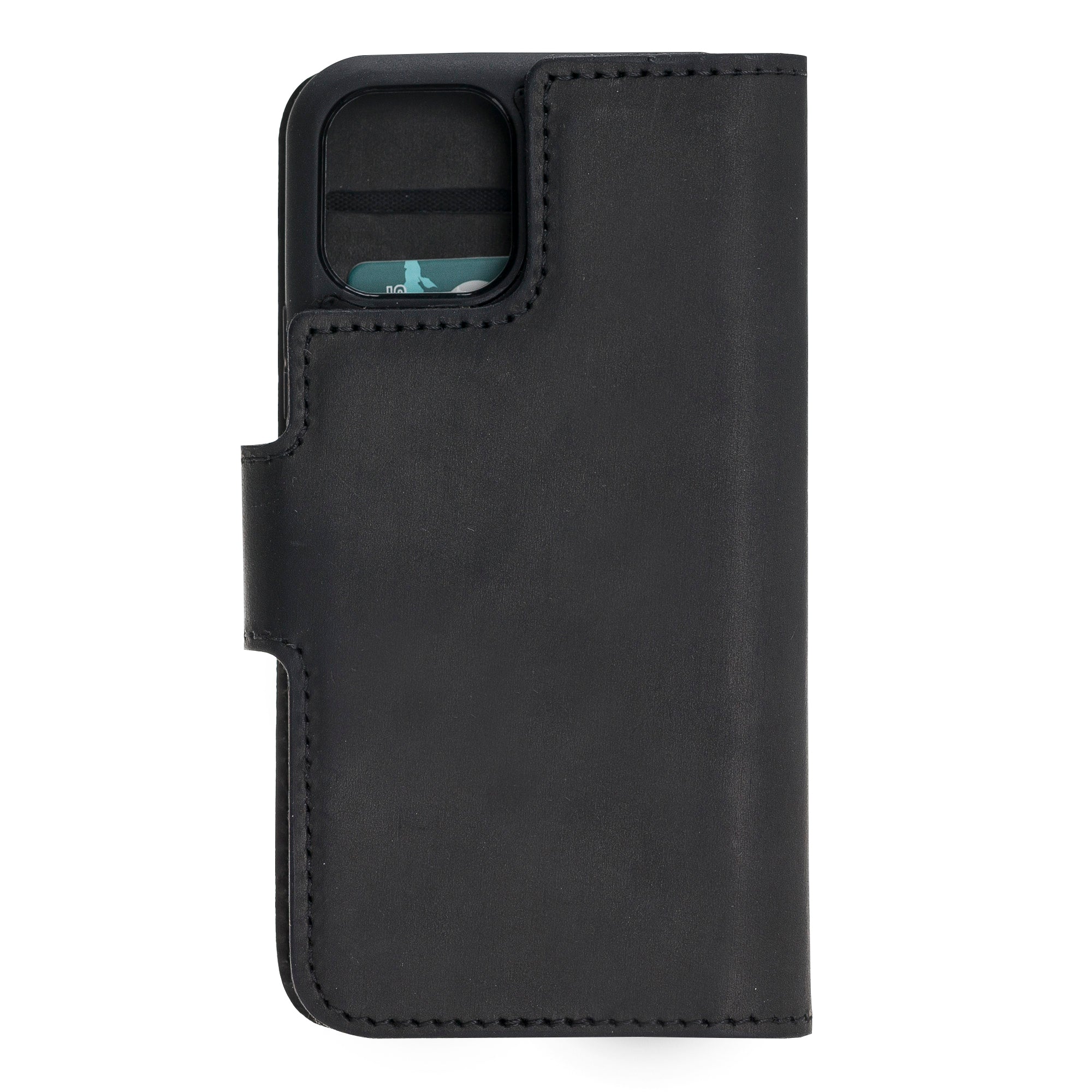 Apple iPhone 11 Pro uyumlu, Hakiki Deri, El Yapımı, Cüzdanlı Kılıf, G1 Siyah