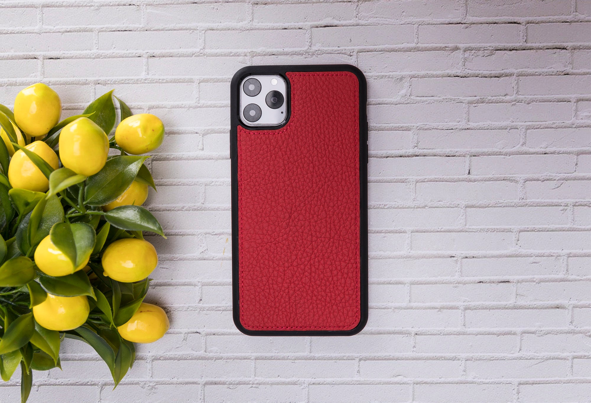 Apple iPhone 11 Pro Max uyumlu, Hakiki Deri, El Yapımı, Cüzdanlı Kılıf, ERC2 Kırmızı