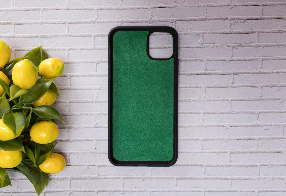 Apple iPhone 11 Pro uyumlu, Hakiki Deri, El Yapımı, Cüzdanlı Kılıf, ERC4 Yeşil