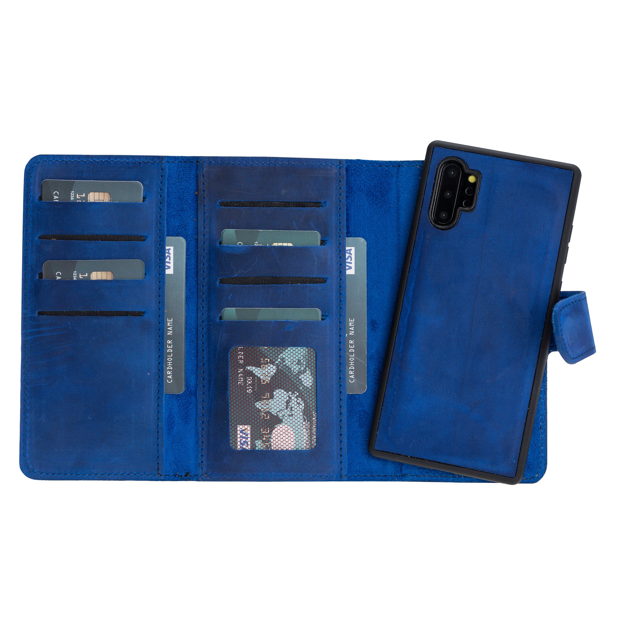 Samsung Galaxy Note 10 Plus Uyumlu Deri Cüzdanlı Kılıf Santa Mav