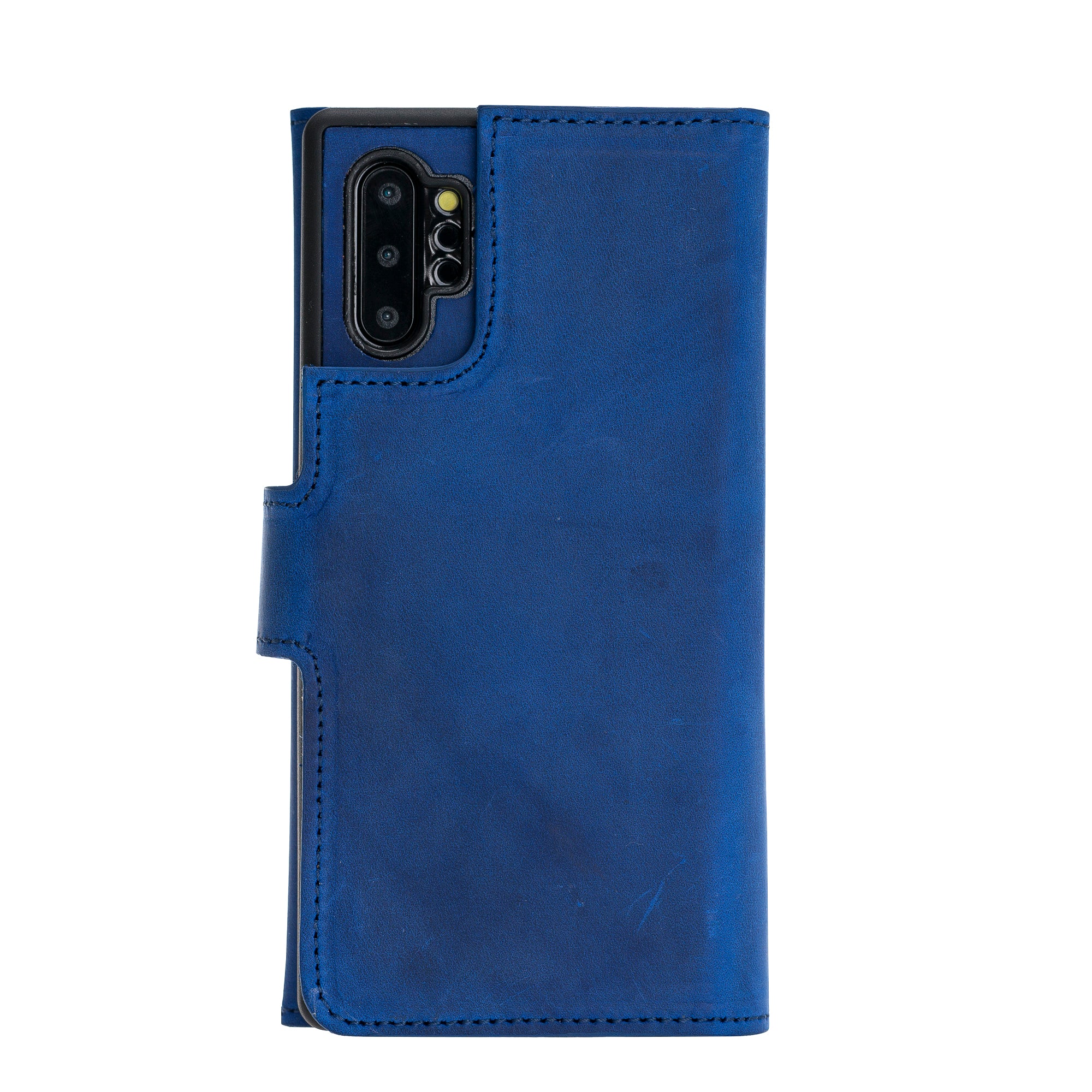 Samsung Galaxy Note 10 Plus Uyumlu Deri Cüzdanlı Kılıf Santa Mav