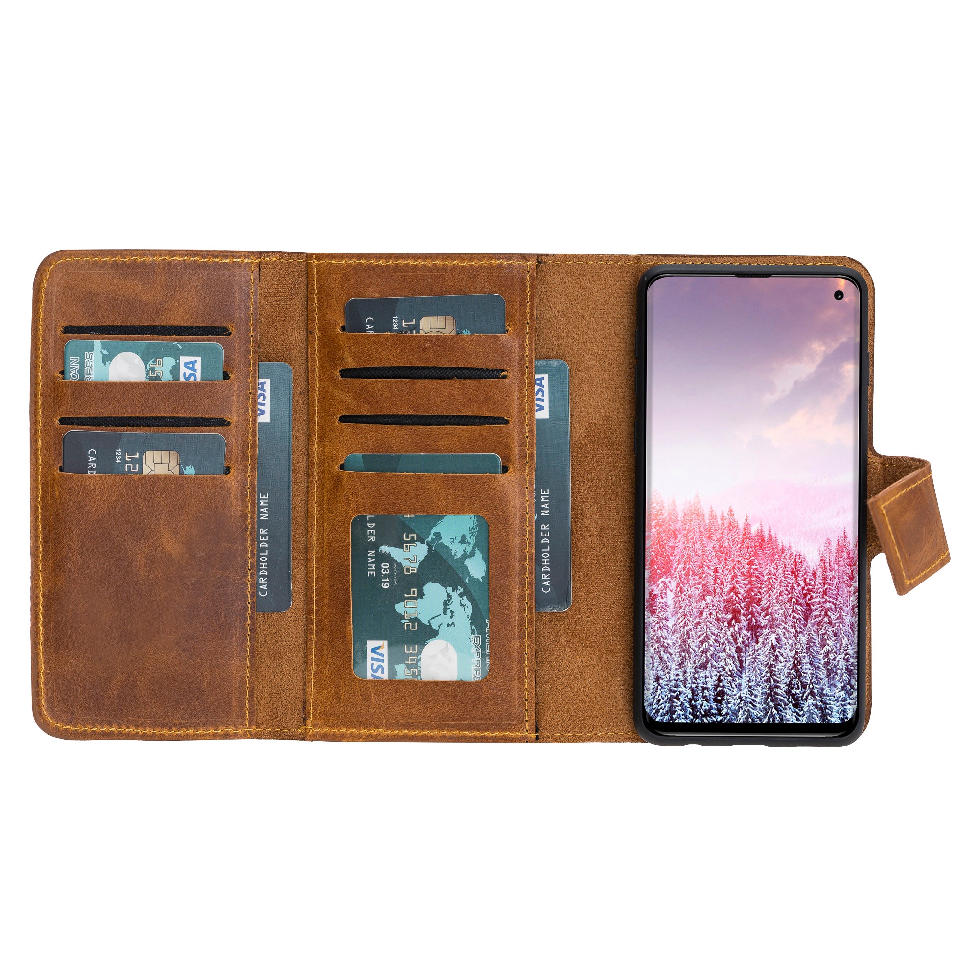 Samsung Galaxy S10 Plus Uyumlu Deri Cüzdanlı Kılıf Santa Taba