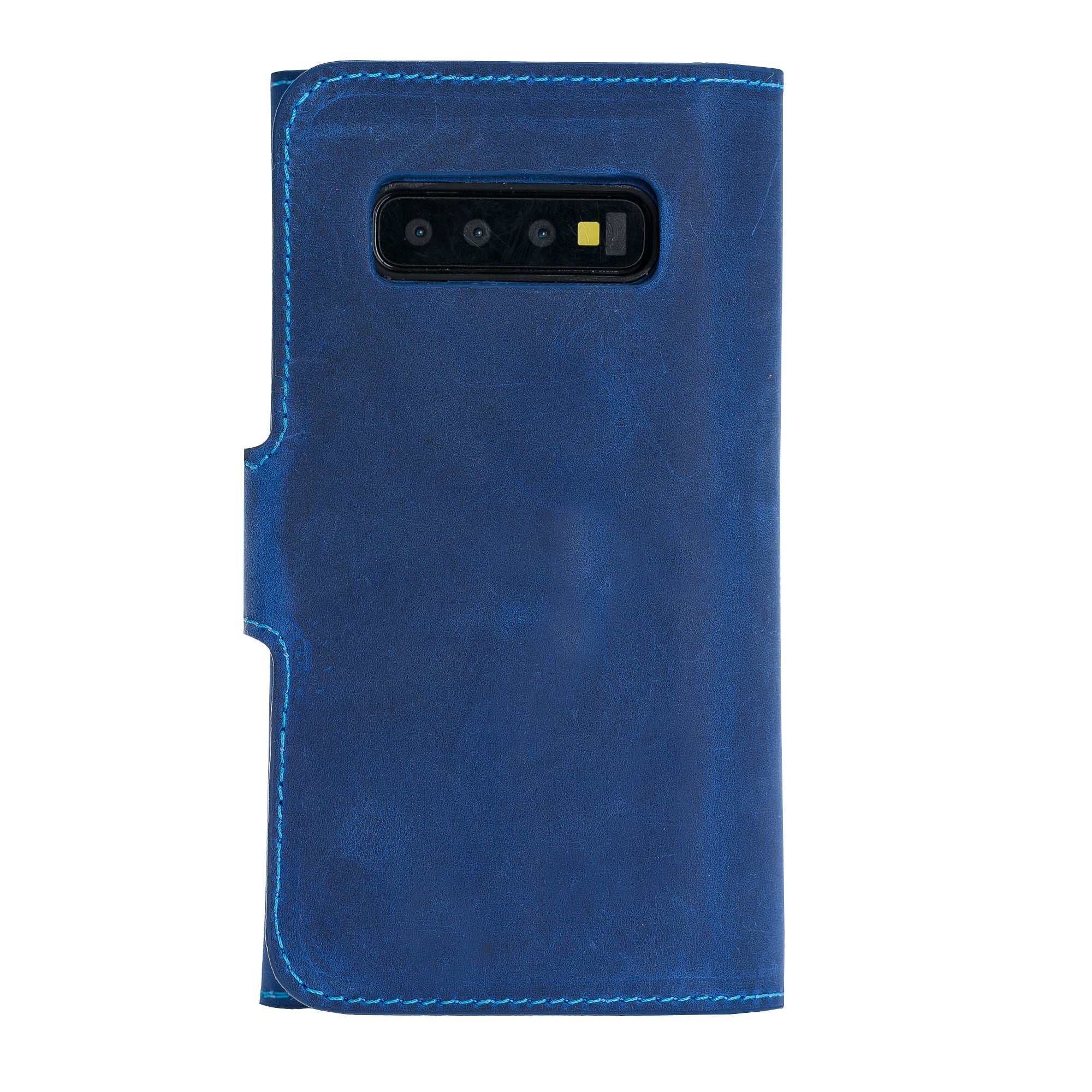 Samsung Galaxy S10 Plus Uyumlu Deri Cüzdanlı Kılıf Santa Mavi