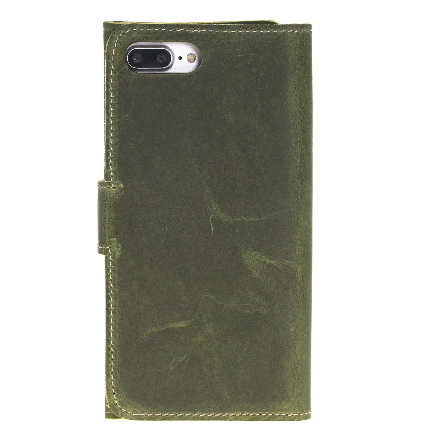 Apple iPhone 7-8-SE Uyumlu Deri Cüzdanlı Kılıf Santa Yeşil