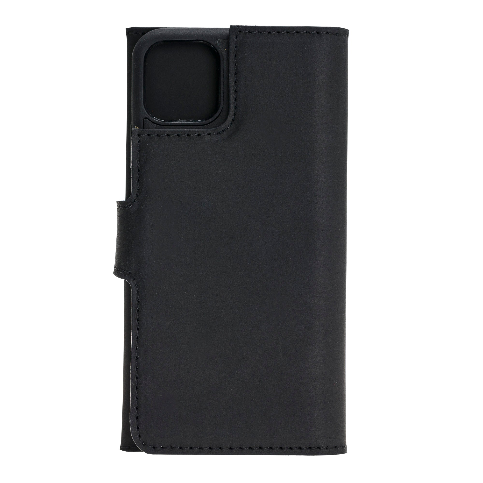 Apple iPhone 11 uyumlu, Hakiki Deri, El Yapımı, Cüzdanlı Kılıf, G1 Siyah