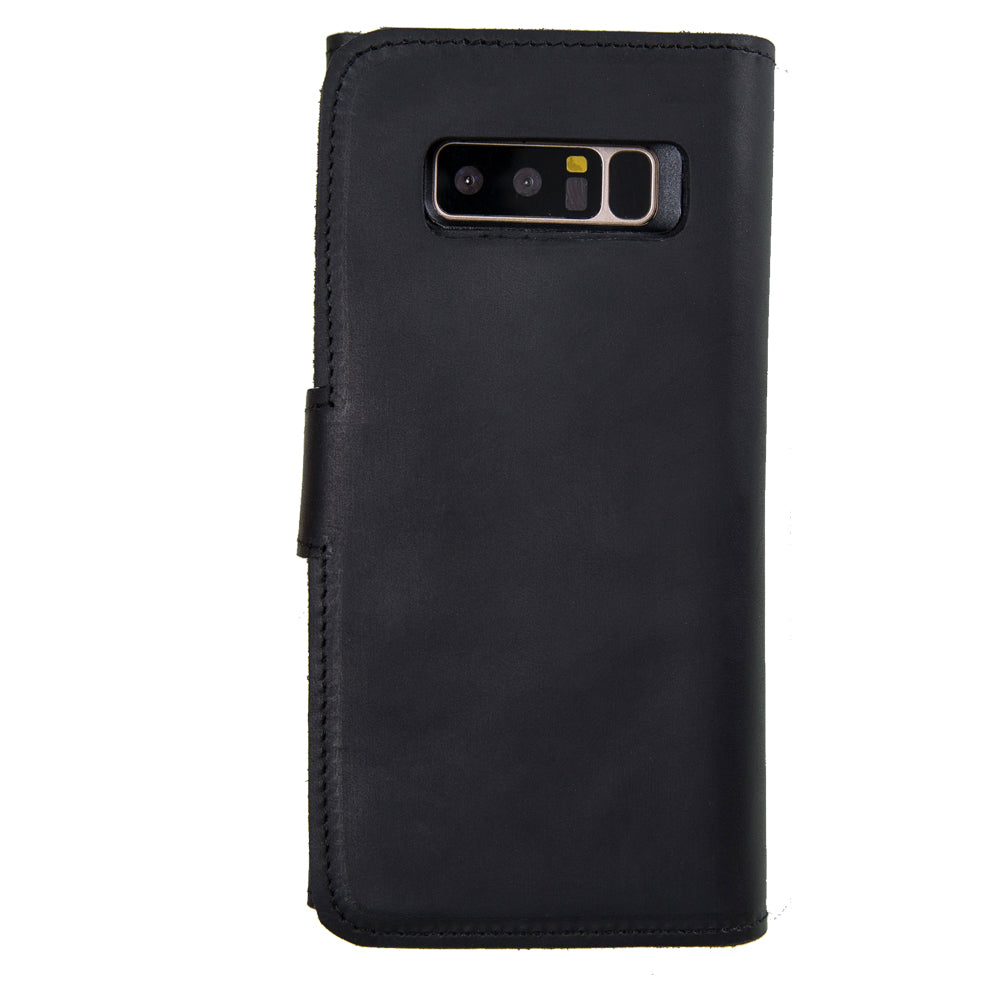 Samsung Galaxy Note 8 Uyumlu Deri Cüzdanlı Kılıf Santa Siyah
