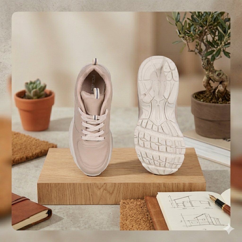 Kadın Sneaker Günlük Spor Ayakkabı – Ultra Hafif Rahat Tabanlı Casual Yürüyüş Ayakkabısı Bej