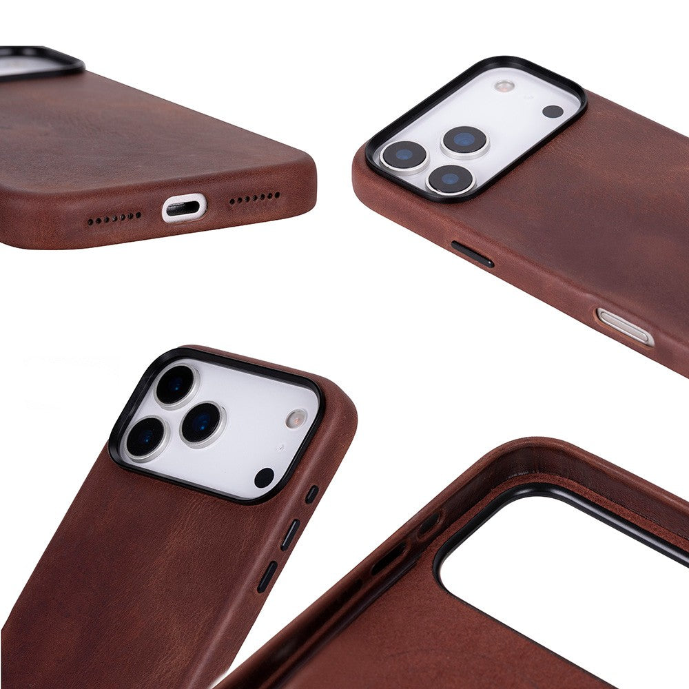 Prestige iPhone 17 Pro Full Grain Hakiki Deri Kılıf, MagSafe Uyumlu, Premium Koruma, El Yapımı