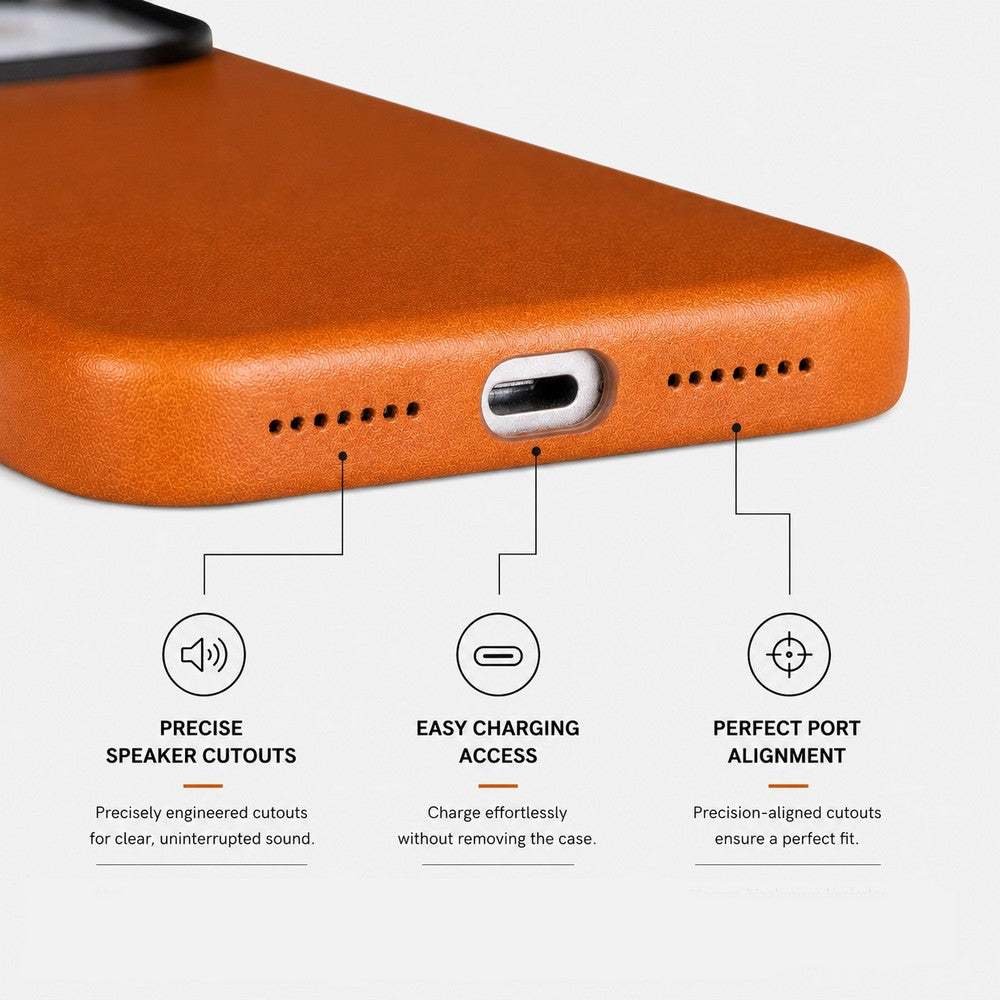 Prestige iPhone 17 Pro Full Grain Hakiki Deri Kılıf, MagSafe Uyumlu, Premium Koruma, El Yapımı