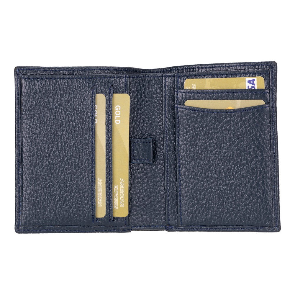 Purahide Hakiki Deri, El Yapımı Cüzdan, 7 Adet Kart Bölmesi, Dokulu Lacivert