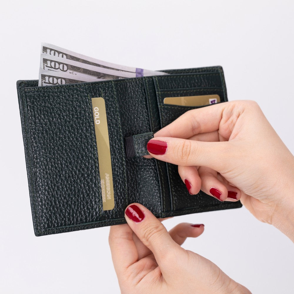 Purahide Hakiki Deri, El Yapımı Cüzdan, 7 Adet Kart Bölmesi, Dokulu Lacivert