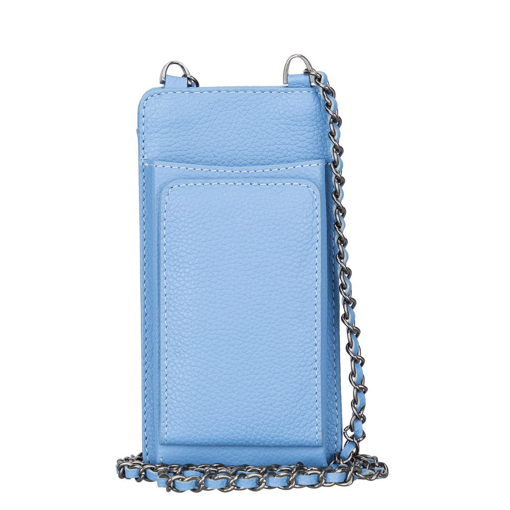 Reina 6.9 inch uyumlu, Hakiki Deri, El Yapımı, Askılı Cüzdan, ERC8 Mavi