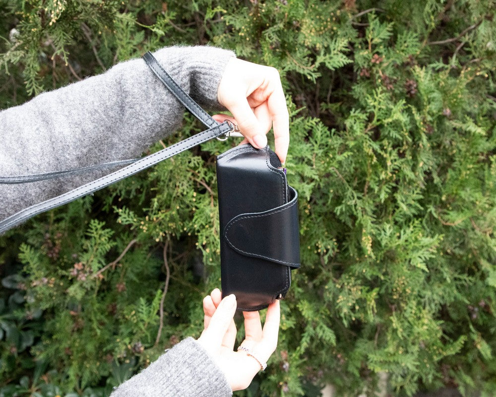 Riviera Hakiki Deri, El Yapımı, Askılı Gözlük Kılıfı, Rustik Siyah