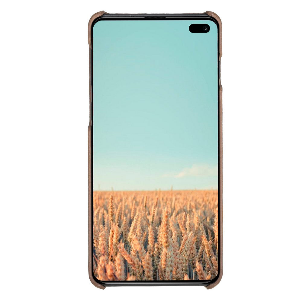 Samsung Galaxy S10 Plus Uyumlu Deri Arka Kapak MN-UJ ERC7 Taba