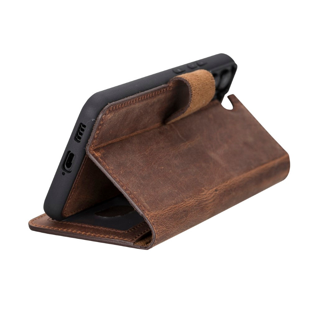 Samsung Galaxy S22 Plus uyumlu, Hakiki Deri, El Yapımı, Cüzdanlı Kılıf, G2