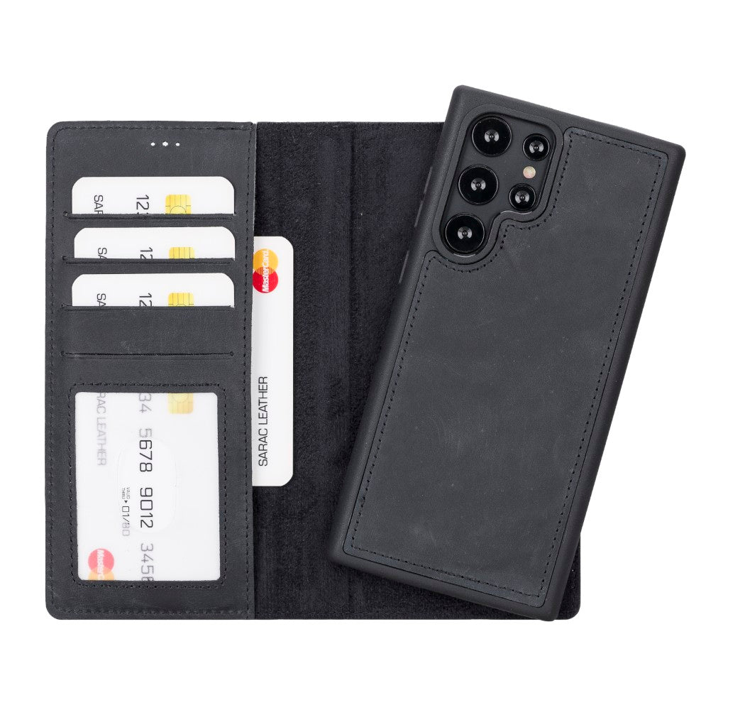 Samsung Galaxy S22 Ultra uyumlu, Hakiki Deri, El Yapımı, Cüzdanlı Kılıf, G1