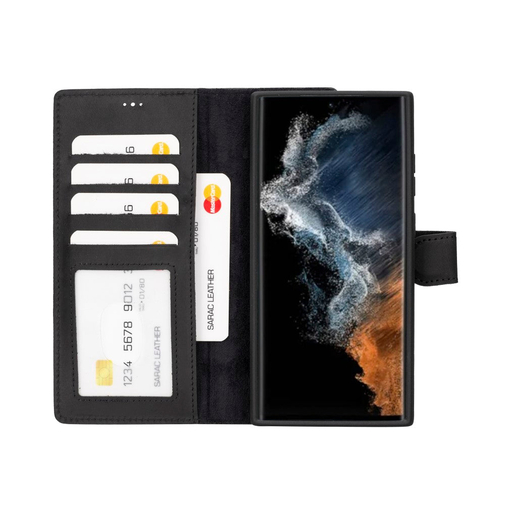 Samsung Galaxy S23 Ultra uyumlu, Hakiki Deri, El Yapımı, Cüzdanlı Kılıf, G1