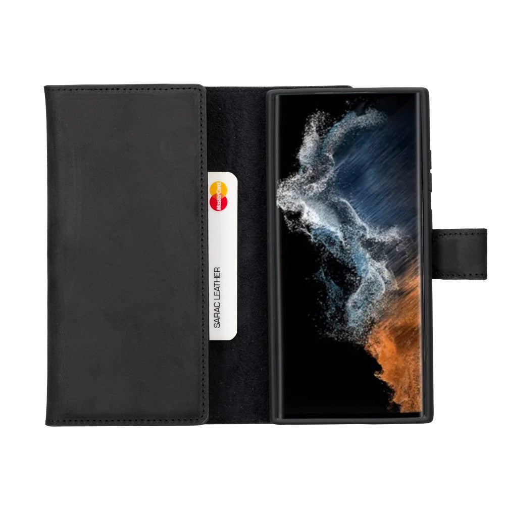 Samsung Galaxy S23 Ultra uyumlu, Hakiki Deri, El Yapımı, Cüzdanlı Kılıf, G1