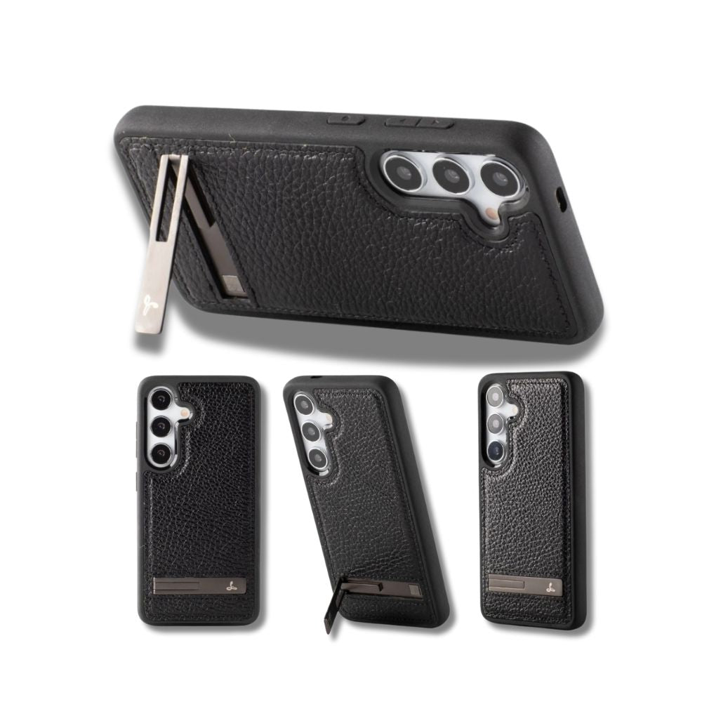 Samsung Galaxy S24 Uyumlu, Hakiki Deri, El Yapımı Standlı Kılıf