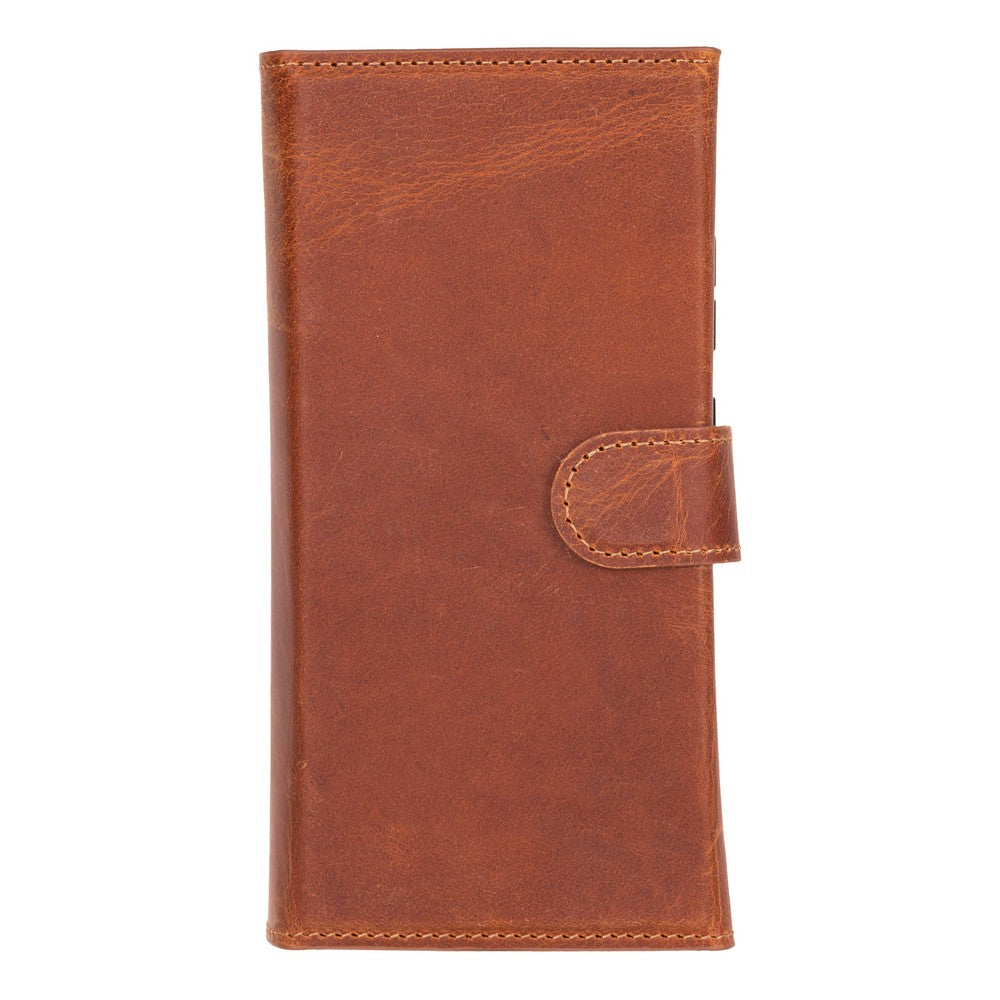 Samsung Galaxy S25 Ultra uyumlu, Hakiki Deri, El Yapımı, Cüzdanlı Kılıf, Karamel