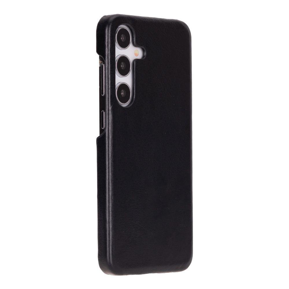 Samsung Galaxy S25 Uyumlu, Hakiki Deri, El Yapımı Arka Kapak, Kömür Siyah