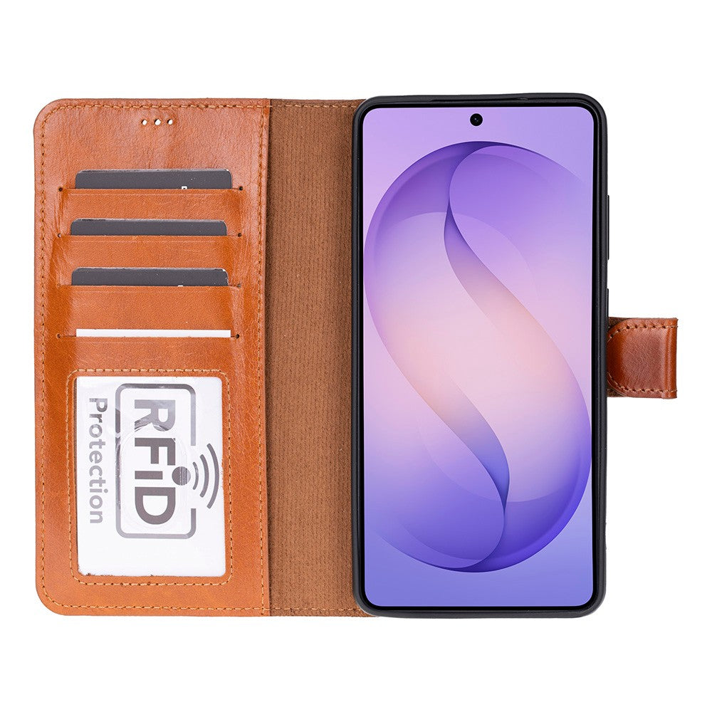 Samsung Galaxy S26 Ultra Uyumlu Manyetik Hakiki Deri Cüzdan Kılıf ,Cüzdan Taşımaya Son, Kredi Kart Yuvalı, RFID Güvenlik