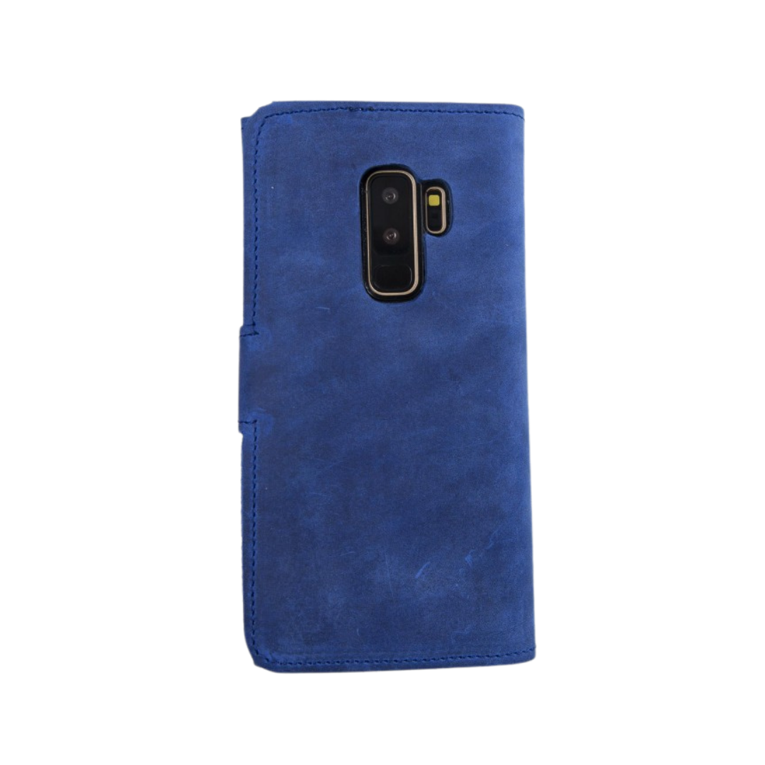 Samsung Galaxy S9 Plus Uyumlu Deri Cüzdanlı Kılıf Santa Mavi