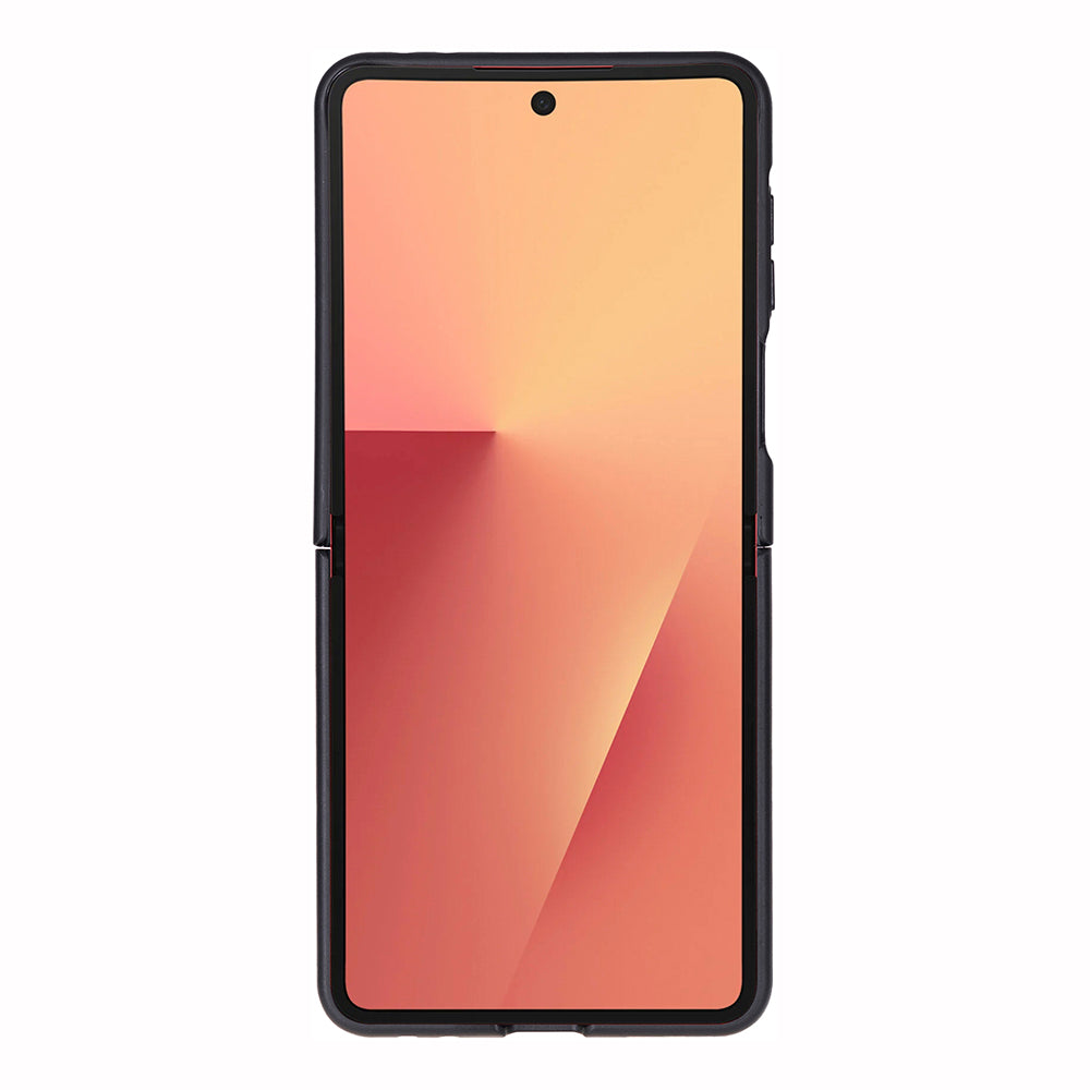 Samsung Galaxy Z Flip7 Uyumlu, Hakiki Deri, El Yapımı Arka Kapak Gölgeli Taba
