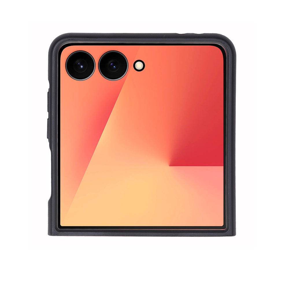 Samsung Galaxy Z Flip7 Uyumlu, Hakiki Deri, El Yapımı Arka Kapak Kömür Siyah