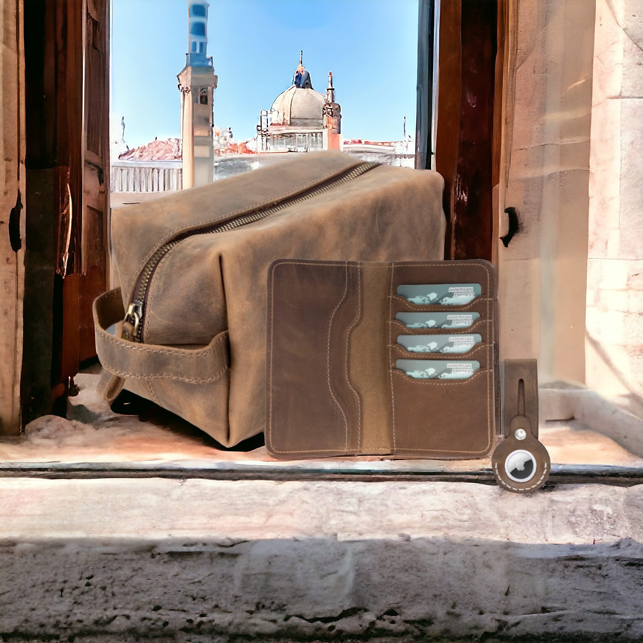 Seyahat Paketi 1 - Bakım çantası, pasaport kılıfı, airtag uyumlu, anahtarlık